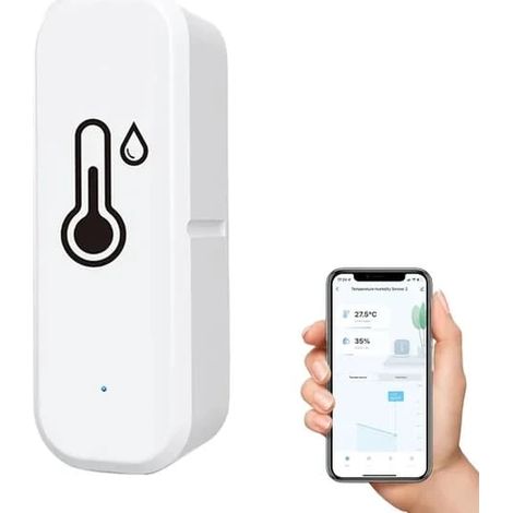 Thermomètre et hygromètre WiFi Lollanda avec fonction d'enregistrement des données – Appareil de mesure sans fil de la température et de l'humidité, capteur intelligent contrôlable via application (1  (1/5)
