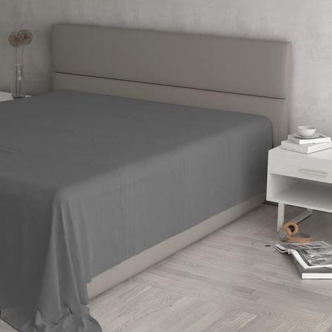 Lenzuolo Sopra MAX COLOR Matrimoniale Maxi 270x300 cm, 100% Cotone Made in Italy – Lenzuola Letto Matrimoniale Maxi in Tinta Unita - GRIGIO SCURO (1/4)