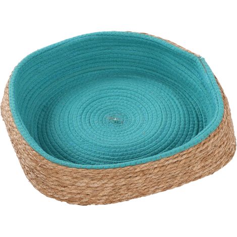 Lit rond ingénieux en rotin pour mini-cochon, idéal pour dormir en toutes saisons. Vert, 45 x 45 x 10 cm. (1/5)
