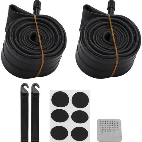 Kit de réparation de pneus de vélo avec chambres à air de rechange et rustines butyle, levier démonte-pneus 18x1.75/2.125 (1/5)