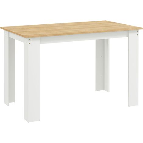 HOMCOM Dining Table for 4-6 People, Wood Effect Tabletop, Oak & White