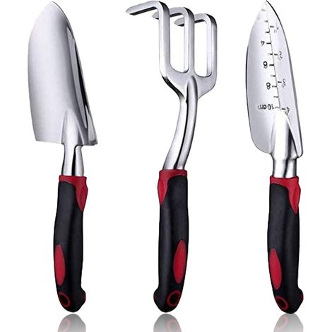 Kit Outils Jardinage - 3 Pièces - Manche Ergonomique Anti-Dérapant - Aluminium Allié et Acier Épais - Pour Cour, Terrasse et Jardin (1/5)