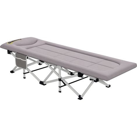 Cama de campaña, cama plegable, suave, hasta 200 kg, estructura de acero inoxidable, 200x65x42cm, gris (1/5)
