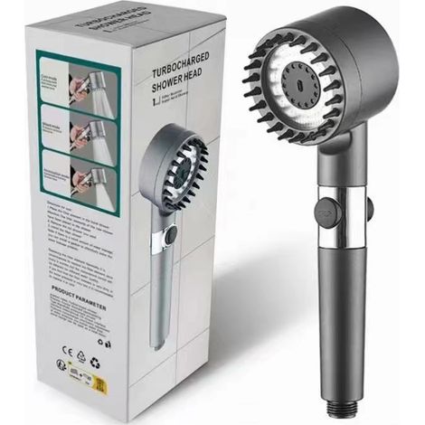 Cabezal de ducha de alta presión con manguera de 1,5 m, cabezal de ducha de repuesto con soporte manual (no requiere perforación), con 5 filtros. (1/5)