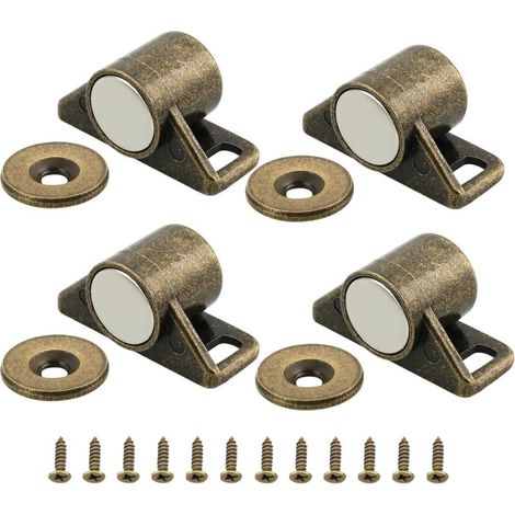 4 Pièces aimant porte placard, 3.6 CM aimant de porte Magnétique Fermeture de Porte Peatique, Loquet de Porte Magnétique Aimant Meuble Fermeture pour Tiroir, Meuble, Armoire, Cabinet, Bronze (1/5)