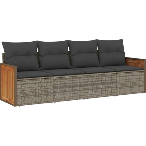 Maison Exclusive - 4-tlg. Garten-Sofagarnitur mit Kissen Grau Pol