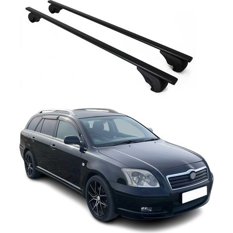 OMAC Barres de toit pour Toyota Avensis Verso II 2001-2006 – TÜV / DIN 75302:2019 – Antivol inclus – Charge max 75 kg – 2 barres Noir (1/4)