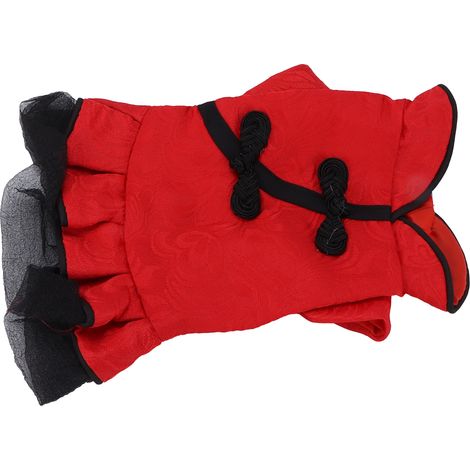 Costume Qipao en coton de style chinois pour chiots et chats, idéal pour le printemps et l'été (taille M). (1/5)