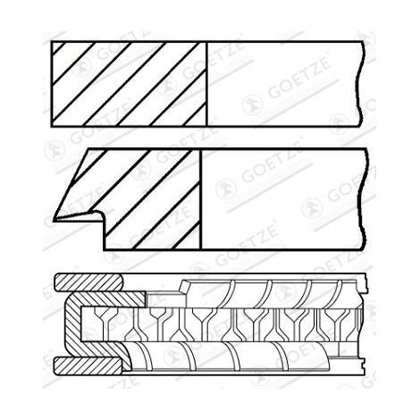 Jeu de segments de pistons GOETZE ENGINE 08-429500-00 CHEVROLET 55571028 630012