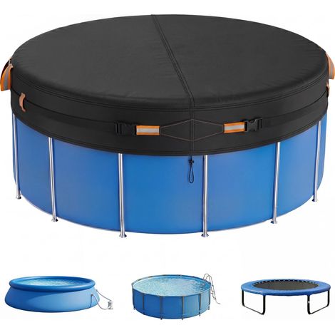 Bâche de piscine ronde - Bâche d'été en tissu Oxford renforcé - Extra épaisse et résistante - Pour piscine hors-sol ronde, avec boucles enfichables et cordon de serrage (1/5)
