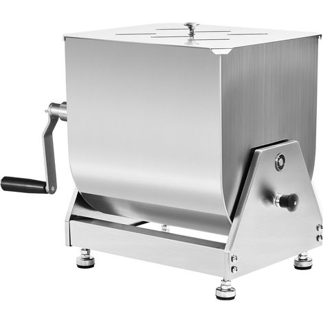 Mélangeur à viande manuel 20L acier inoxydable, machine à saucisses avec réducteur, haché et mélange viande efficacité maximale (1/5)