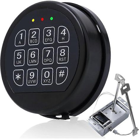 Serrure de remplacement pour coffre-fort avec 2 clés d'urgence, clavier électronique noir, pour usage domestique, commercial et industriel. (1/5)