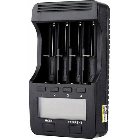 Rotations-Akkuladegerät Liitokala Lii-500 Smart Charger mit 4 Akkufächern LCD-Display für Ni-Mh Ni-Cd Li-Ion Akkuhalter, 1 (Ladegerät)