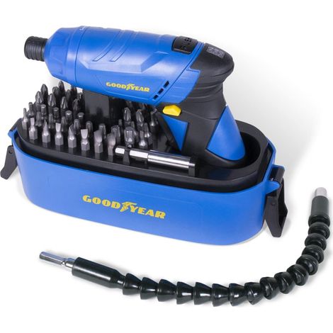 Avvitatore a batteria 3,6v 1,3ah con torcia custodia set punte Goodyear gy1353ls