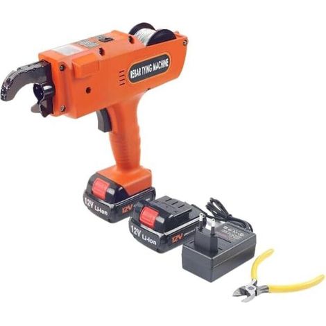 Relieuse Automatique Rebar à relier les fils métalliques W/1 Rouleaux de fil de ligature Orange 12 V avec 2 piles lithium-ion (1/5)
