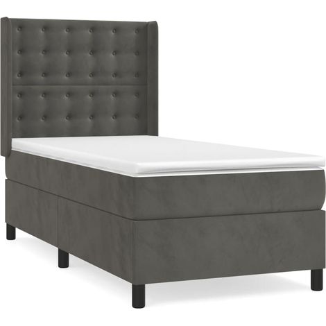 Maison Exclusive - Cama box spring con colchón terciopelo gris os (1/5)