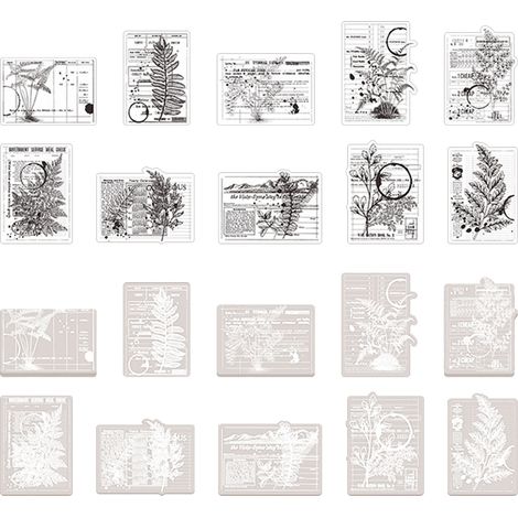 20 autocollants déco carnet, stickers floraux noir et blanc, plantes fougères vertes, autocollants DIY thème botanique (1/5)