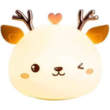 veilleuse pour chambre de bébé,Veilleuse en forme de cerf, lampe de table pour enfants endormis, matériau en silicone