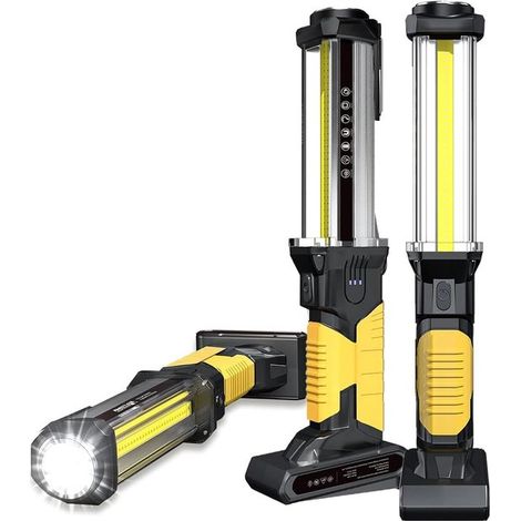 2 unidades de focos de trabajo LED COB de 1500 lúmenes, Recargables, Magnéticos y con gancho, Sin asa, Resistentes al agua IPX4, Amarillo (1/5)