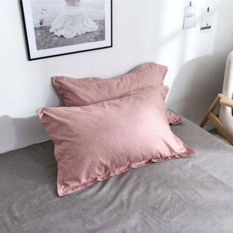 Housse de couette 2 personnes - Ensemble de literie en microfibre, 2 taies d'oreiller et 1 drap de lit (220x240cm, rose) (1/5)