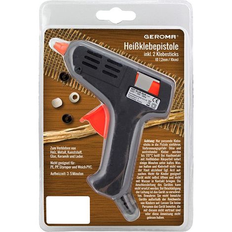 Heißklebepistole schwarz orange 10 Watt für 7,2 mm Klebesticks Heißklebepistole
