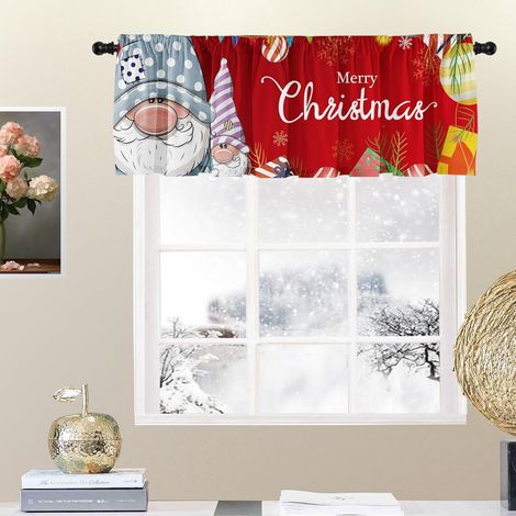 Rideau Haut - Motif Sapin De Noël Et Flocons De Neige - Poche Pour Tringle - 54x18 Pouces - Décoration De Fenêtre De Cuisine Ou Salon (1/5)
