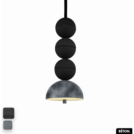 Lampe de suspension en béton velours - BOSFOR CONCRETE VELVET NOIR - GRIS 3 BALLES LED 14W (1/2)