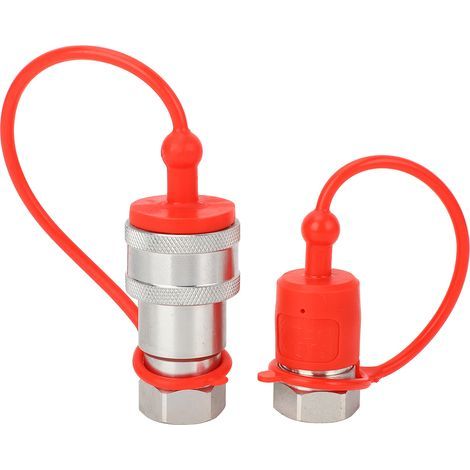 Coupleur hydraulique mâle et femelle ISO 7241-A, 2 pièces, 1/2 po NPT, raccord rapide avec capuchons anti-poussière (1/5)