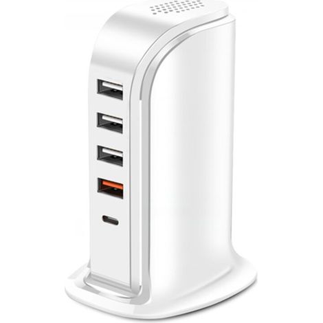 Chargeur USB Type vertical Large tension Universel 3A 4 USB QC 3.0 PD Charge rapide Station de charge USB pour téléphone portable (1/5)