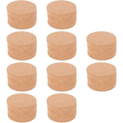 100 Sous-verre, Liège naturel, 90mm diamètre, 5mm épaisseur, Absorbant réutilisable, Bar maison (1/5)