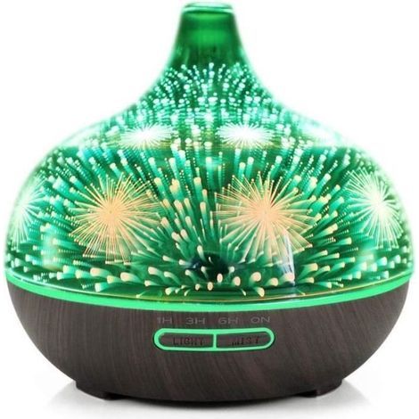 400ML Essential Oil Diffuser, 3D Glass Air Humidifier, Ultrasonic Aroma Diffuser with 7 LED Colors for Home (1/4)