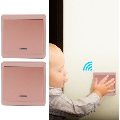 Interrupteur sans fil BWRM/Belme 170240 V avec télécommande pour usage domestique, double panneau de commande, chambre/salon, or BEM-RS1K-GLD-R (1/5)