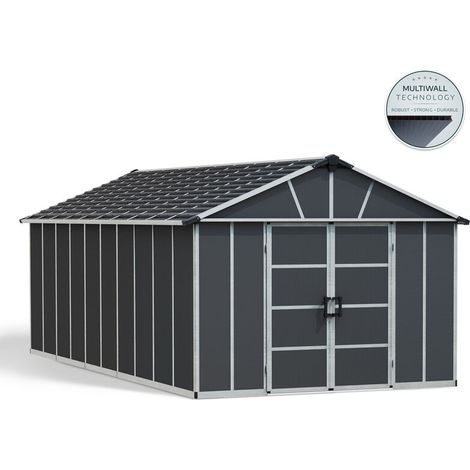 Palram – Abri de jardin résine 11x21,3 pieds gris anthracite – Structure en aluminium – Résistance au vent 100 km/h – Charge de neige 100 kg/m² (1/5)