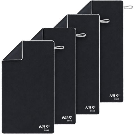Microfibre Towel, Black, 160x80cm, Quick-Dry, 4-Pack (1/5)