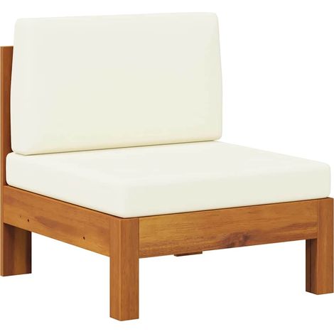 Divano Centrale con Cuscini Bianco Crema in Massello di Acacia vidaXL (1/5)