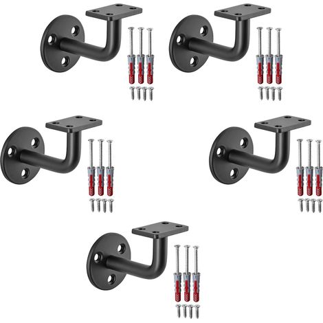 SOTECH Handlaufhalter CURVE 90° Stahl schwarz pulverbeschichtet 55 x 70 x 80 mm Geländerhalter rund Halter für Treppengeländer, 5er Set