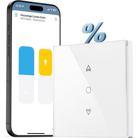 Interrupteur Volet Roulant Connecté WiFi, Compatible avec HomeKit, Alexa et Google Home, Calibrage en un Clic, Contrôle de Pourcentage, Contrôle à Distance et Commande Vocale (1/5)