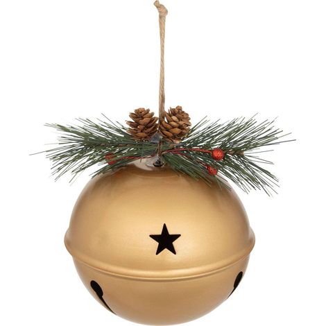 Campana soggetto pane mela in metallo d.13cm dorato - Feeric lights & christmas