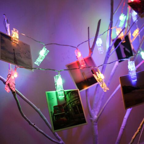 Nazalus-Vente chaude-Guirlande Lumineuse Photo, 50 LED 5M Guirlande Photo Batterie Alimenté Porte Photos pour Decoration Interieur Chambre, Mariage, Anniversaire, Saint Valentin(Quatre couleurs) (1/5)