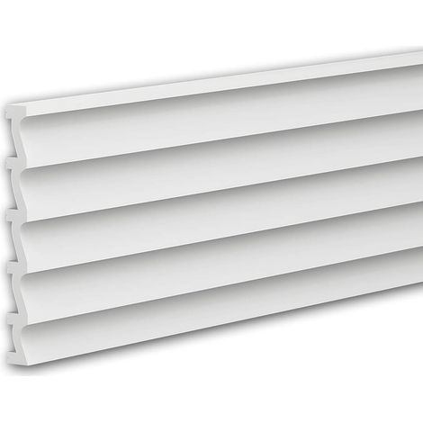 3d panneau mural Profhome 659801 Lambris mural Panneau acoustique Cimaise Frise Moulure en stuc Moulure décorative design moderne blanc 2 m