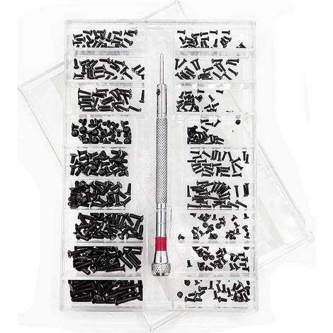 500pcs Tiny Micro Repair Screws Kit, with Screwdriver, Stainless Steel Small Screws Assortment Kit, 18 Sizes, for Glasses, Laptop. (1/5)