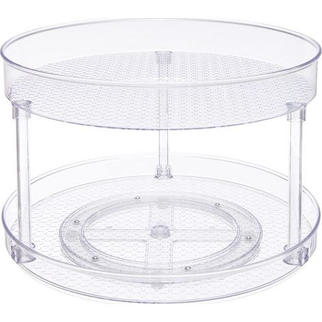 Lot de 2 plateaux de rangement tournants, transparent, 22,9 cm (1/4)