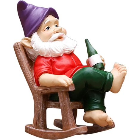 Nain ivre Statuettes de jardin de conte de fées, figurines en résine pour intérieur et extérieur pour décoration de maison, cour, cadeaux d'anniversaire (1/5)