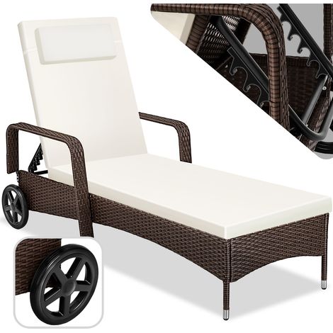 Tumbona de ratán y aluminio Cassis - tumbona de poliratán para jardín, muebles de ratán sintético con cojines y fundas, asientos de jardín con estructura de aluminio (1/5)
