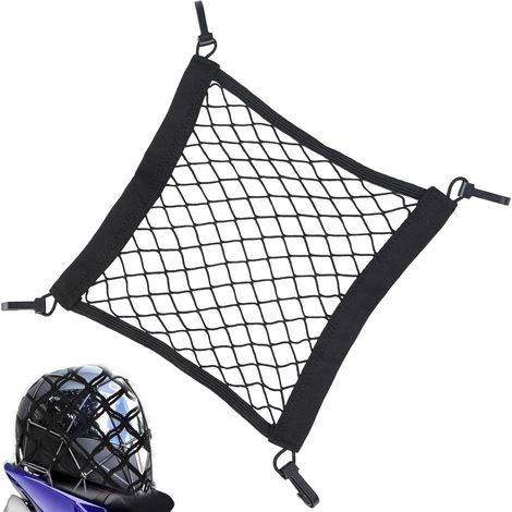 Elastisches Netz für Fahrradkorb, Motorradgepäcknetz, Aufbewahrungsnetz für Elektroroller und E-Bikes, Helmnetz mit Haken, 30 x 30 cm (1/5)