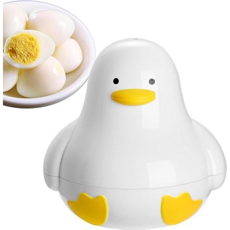 Cocedor de huevos para microondas - Vaporera con forma de pato - Desayuno rápido - Conserva la humedad - Para 4 huevos - Blanca (1/5)
