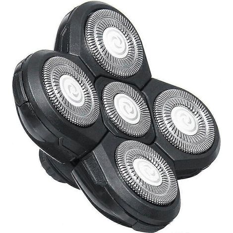5 embouts de rechange pour rasoir électrique (tête de rasoir pour la tête et le visage) - Noir, Taille unique (1/4)