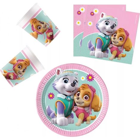 Vajilla infantil de cumpleaños de Paw Patrol Skye Everest