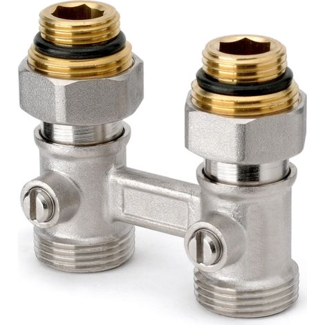 Vanne H bitube modèle droit avec raccords 1/2"M APM 345CP 015  1/2" x 3/4" EK