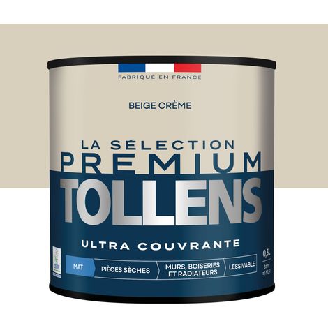 Tollens - Peinture intérieure couleurs - La Sélection Premium Mat - Ultra Couvrante - Beige Crème 0,5 L - 6m²